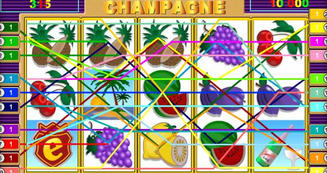Выигрышные комбинации в аппарате Шампанское Линии в игровом автомате Шампанское