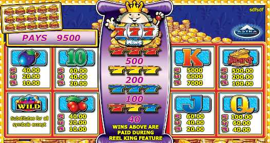 Символы в автомате Reel King Таблица выплат в слоте Reel King